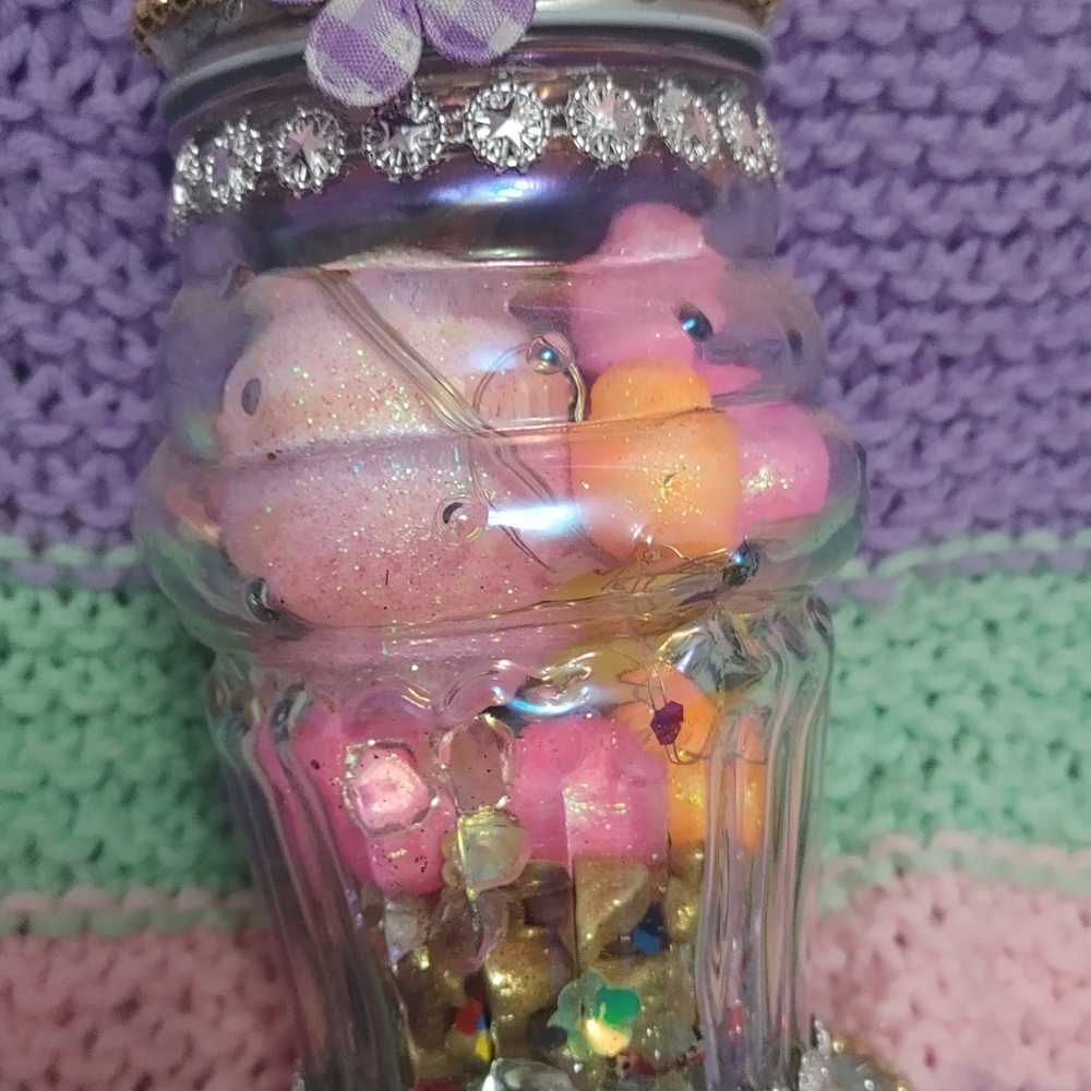 HANDMADE By Me. Colorful Glass Centerpiece (Runs On 2 AA batteries -included) - Picture 6 of 7